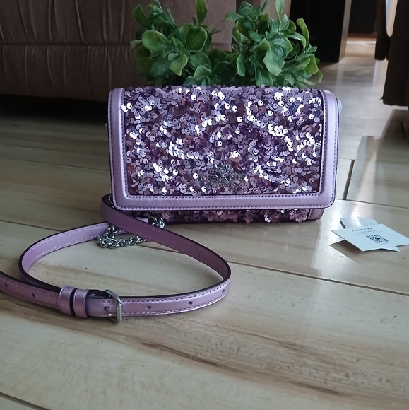 Coach ~ Coach NWT Purple Lavender Sequin Bag! Crossbody, Shoulder, or Clutch - Picture 1 of 11